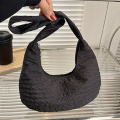 Canvas Crescent Bag With Zipper Shoulder & Handbag