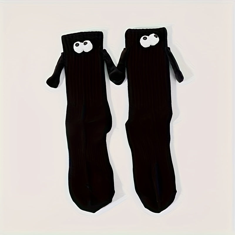 Funny Magnetic Holding Hands Cartoon Mid Calf Socks