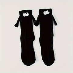 Funny Magnetic Holding Hands Cartoon Mid Calf Socks