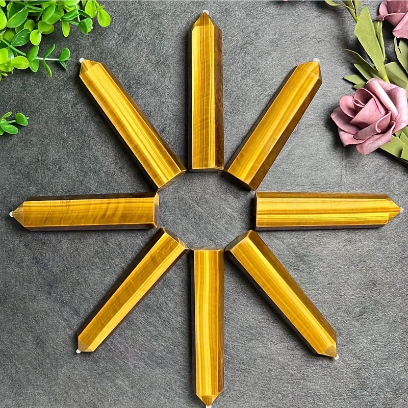 Yellow Tiger Eye Crystal Tower 6 inch Natural Healing Point Obelisk