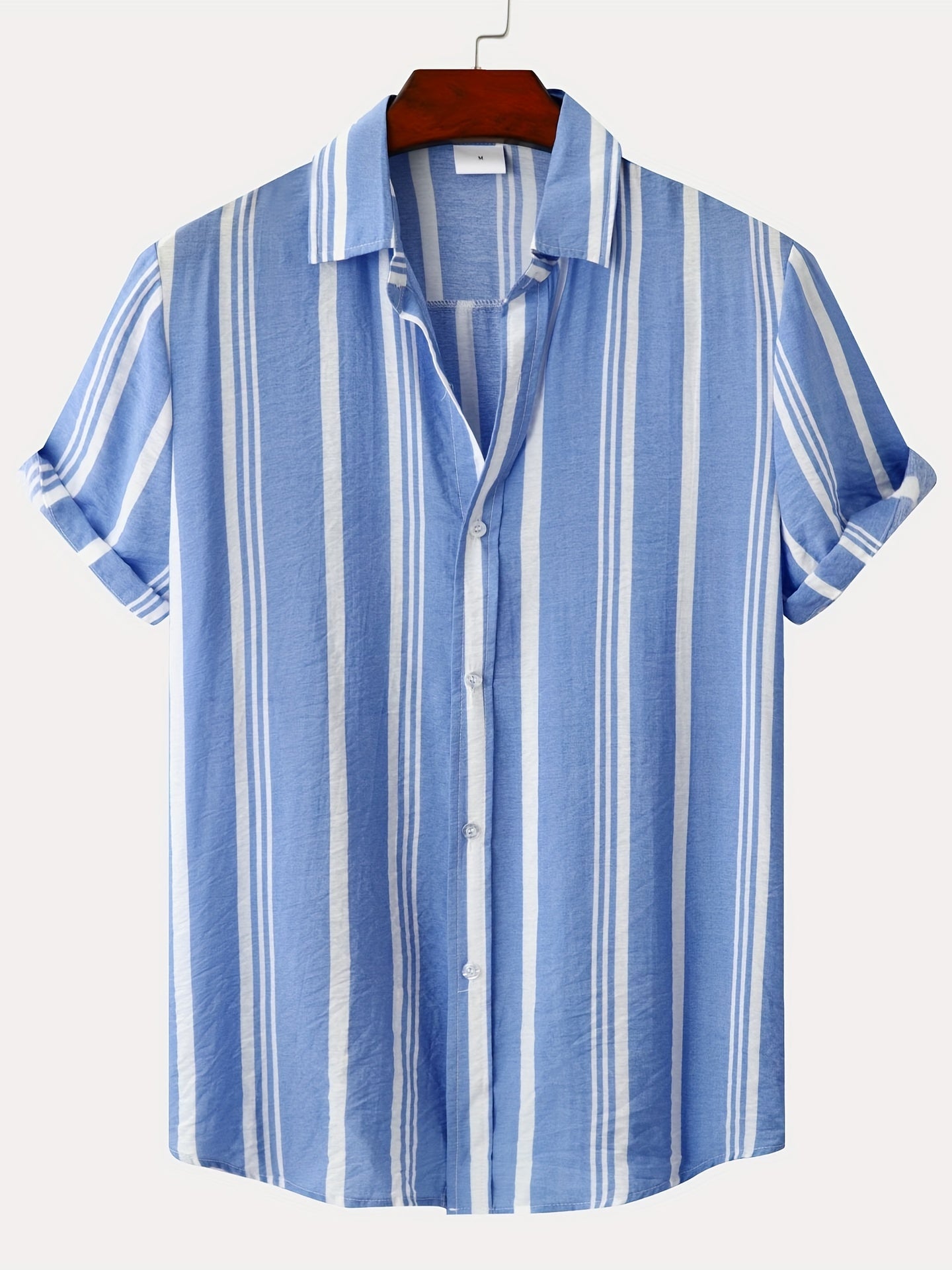 Stripe Print Men's Short Sleeve Shirt for Vacation