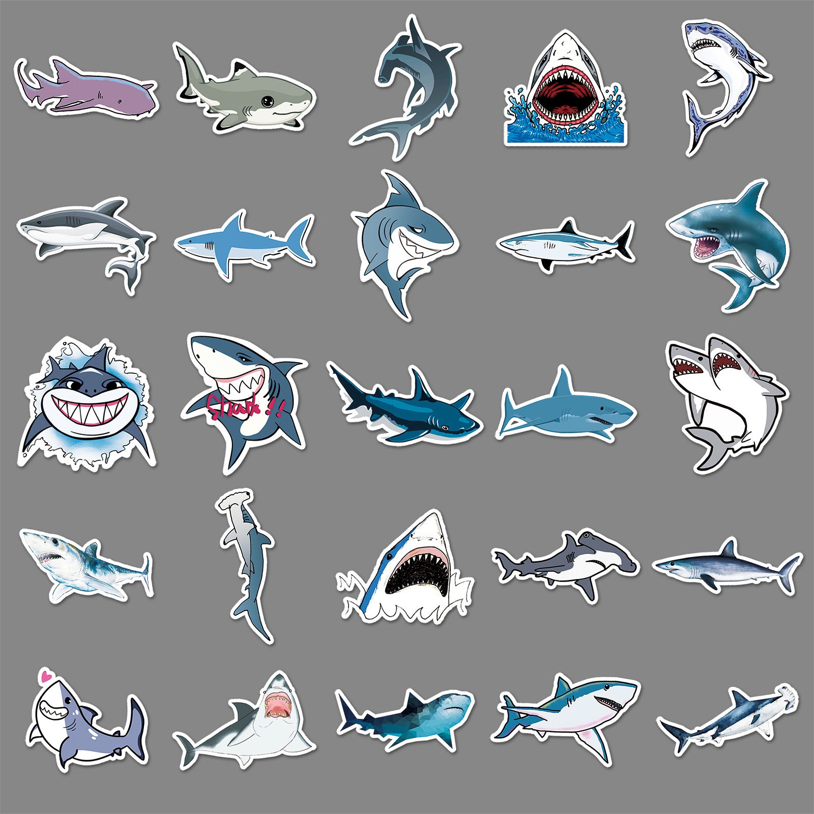50pcs Shark Stickers Vinyl Decals for Laptops Water Bottles