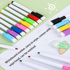 8pcs Erasable Whiteboard Markers - Colorful Wipe-Clean Washable Pens