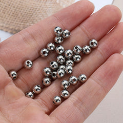 100pcs Stainless Steel Beads Big Hole Spacer Beads For Jewelry Making