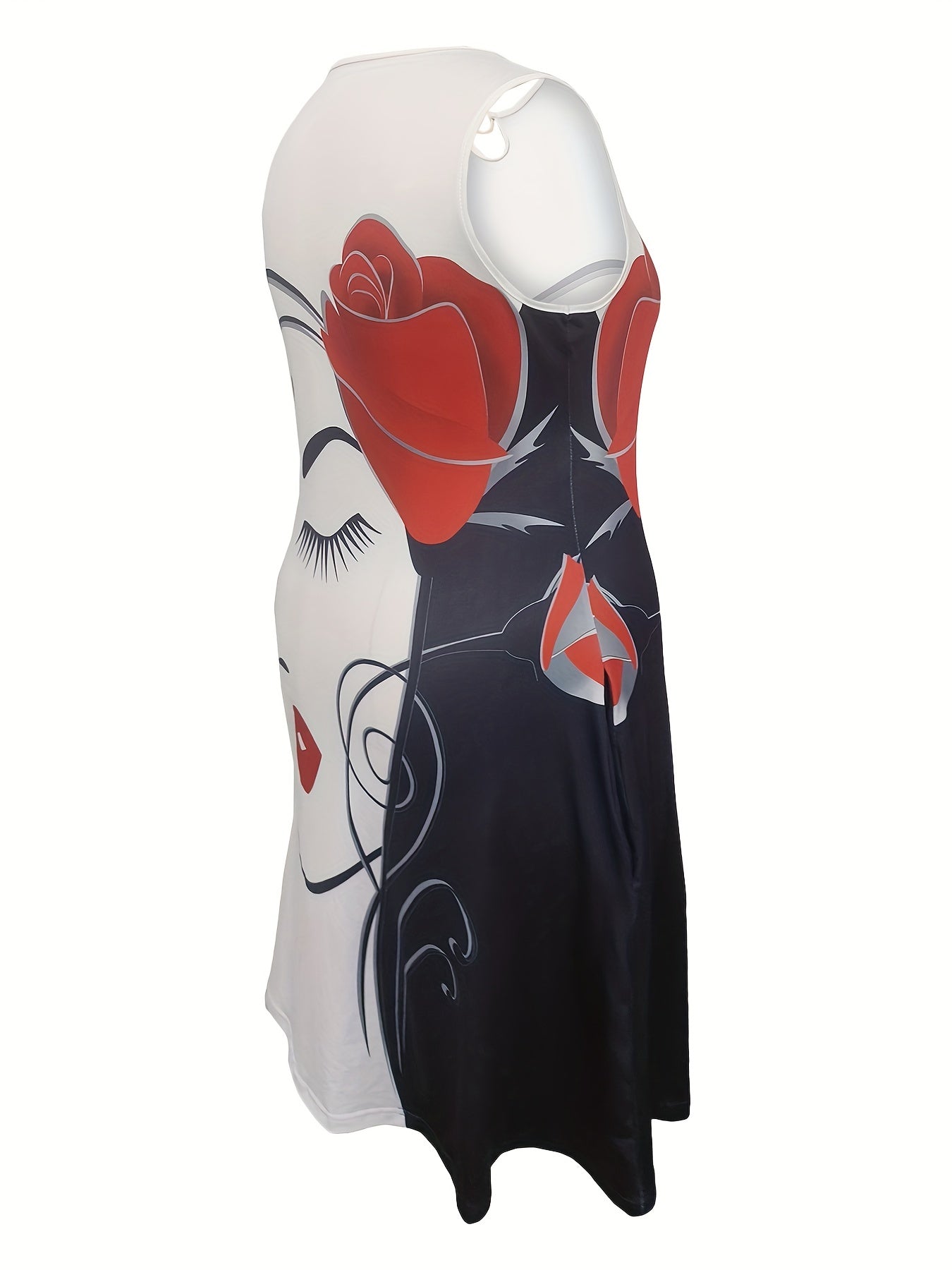  Floral Print Cut Out Tank Dress
