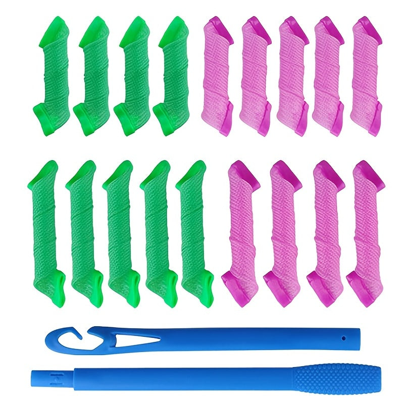 18pcs Hair Rollers Spiral Curls Heatless Curlers DIY Hair Styling Kit