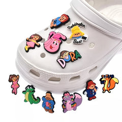 26pcs Gril Pattern Shoe Charms For Clogs Jibtz Bubble Slides Sandals