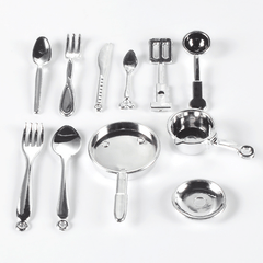 11pcs Mini Spoon Fork Pan DIY Props Food Play Scene Kids Kitchen Utensils Toys