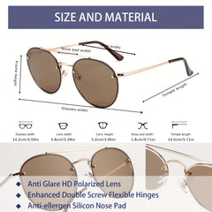 Retro Rimless Aviator Sunglasses Polarized UV Protection