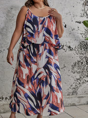  Ink Painting Print Cami Top & Split Skirt Set