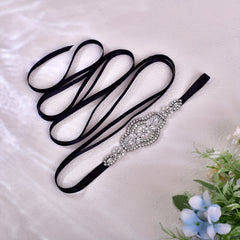 Satin Ribbon Bride Bridesmaid Belt Silver Patch Wedding Belt