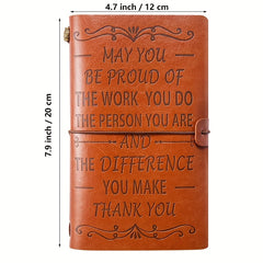 Appreciation Leather Journal Thank You Make A Difference Inspirational Notebook