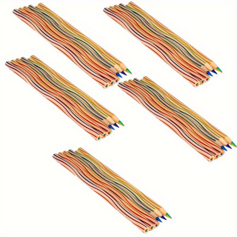 30 Rainbow Pencils Assorted Colors Durable Wooden w/ Metal Lead Casing