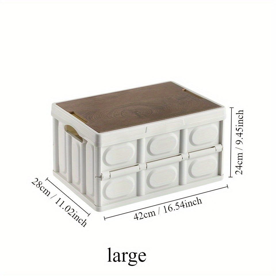Wooden Cover Storage Bin With Portable Handle