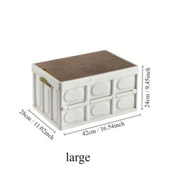 Wooden Cover Storage Bin With Portable Handle