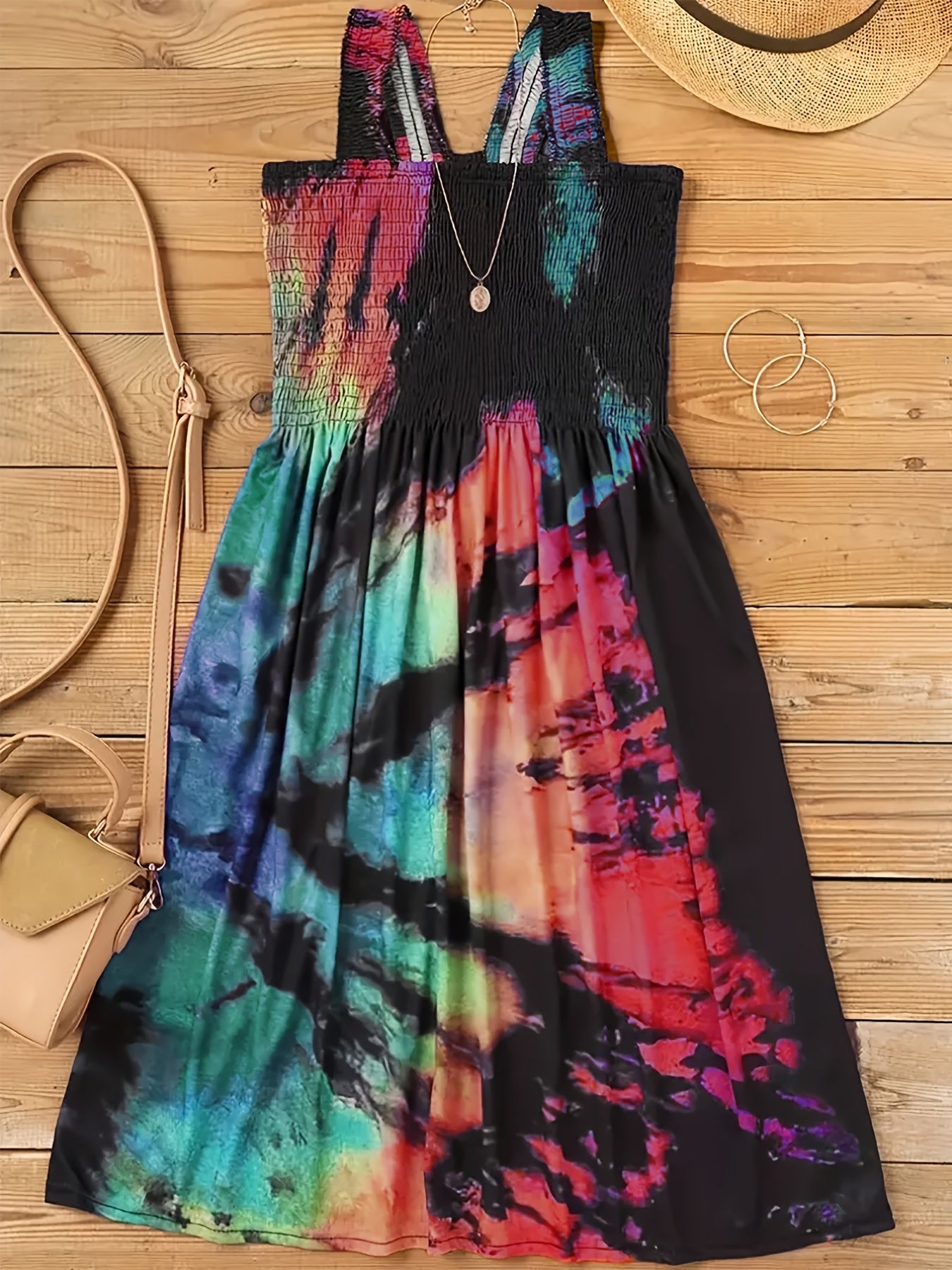  Tie Dye Midi Tank Dress
