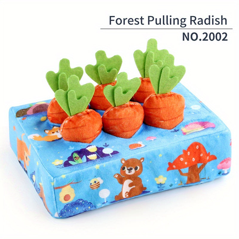 Baby Plush Toy Bite Radish Cloth Book Box Jungle Farm Matching Radish Toy