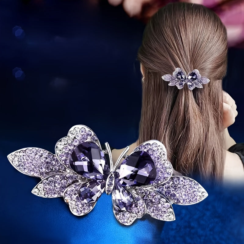 Glitter Rhinestone Hair Clip Spring Flower Butterfly Hairpin Crystal Barrette