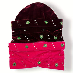 Vintage Velvet Head Wrap Elastic Beanie Headscarf