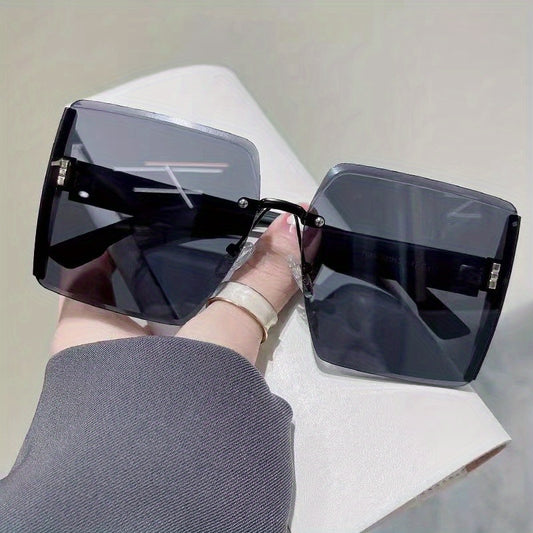 Oversized Rimless Sunglasses Gradient Glasses UV400