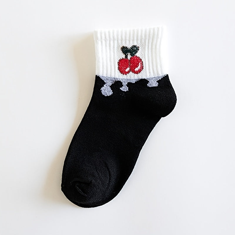 5 pairs Women's Casual Socks Funny Crew Socks