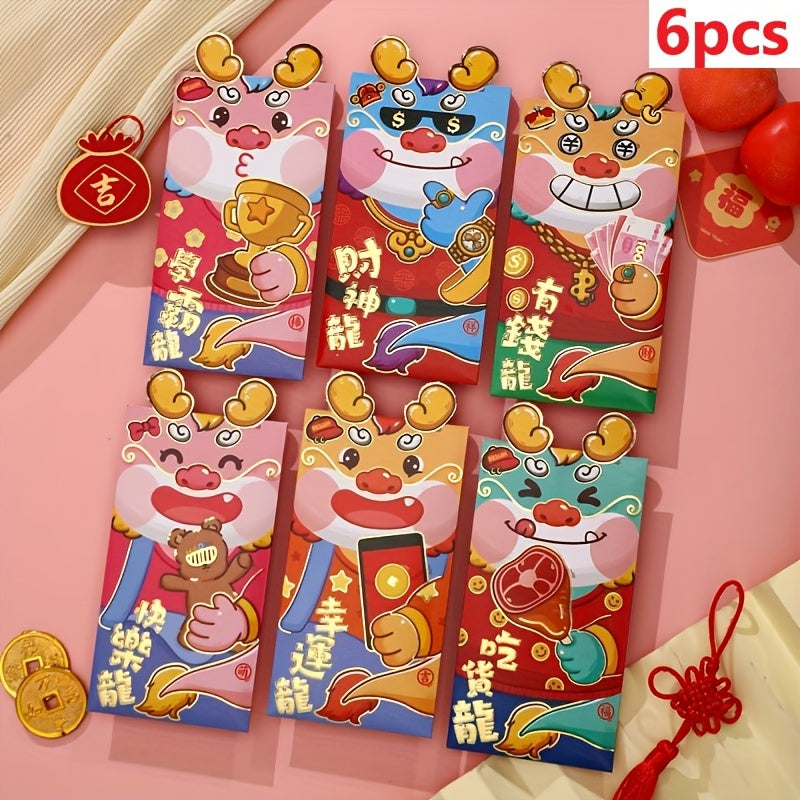 6 12pcs Dragon Year Red Envelope Cartoon 3D Lucky Universal Red Envelope