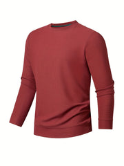 Men's Crew Neck Knit Sweatshirt Pullover Solid Tops