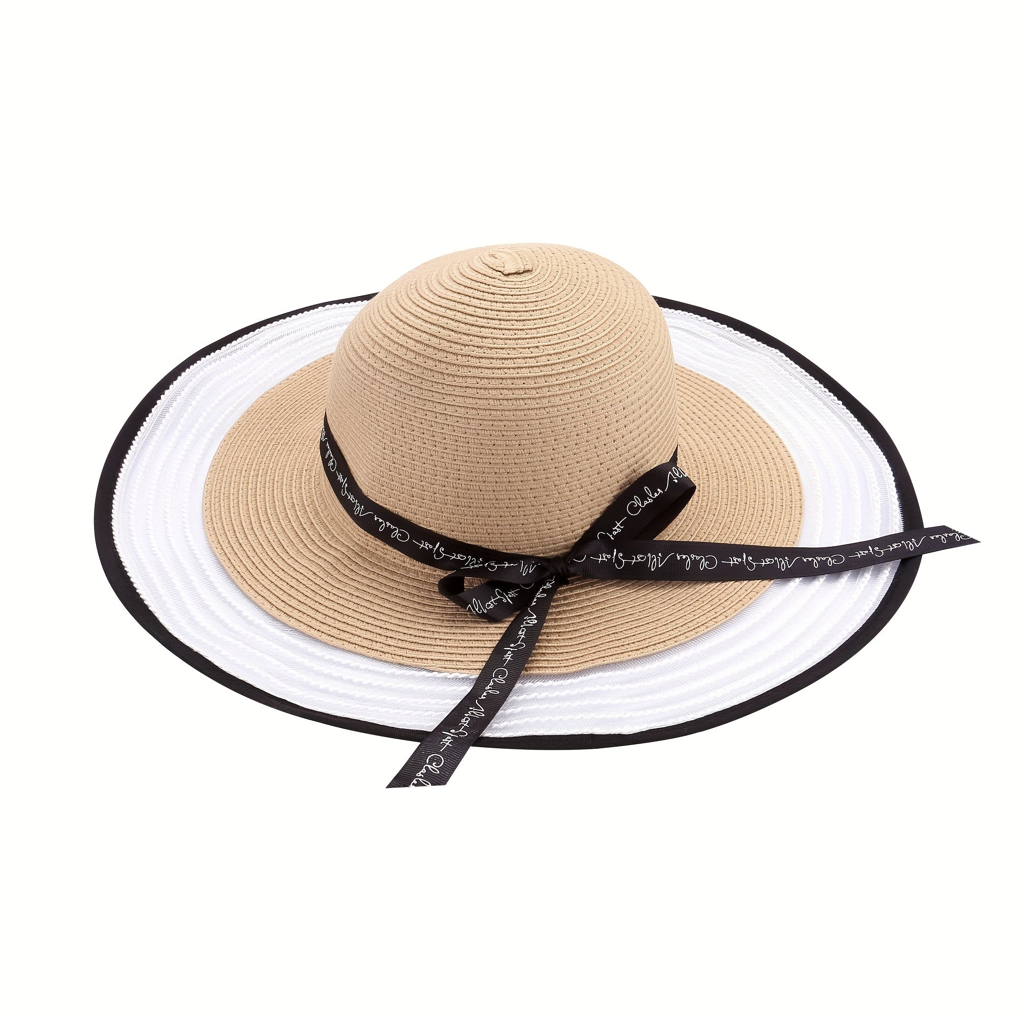 Foldable Sun Protection Hat with Mesh Edge Ribbon