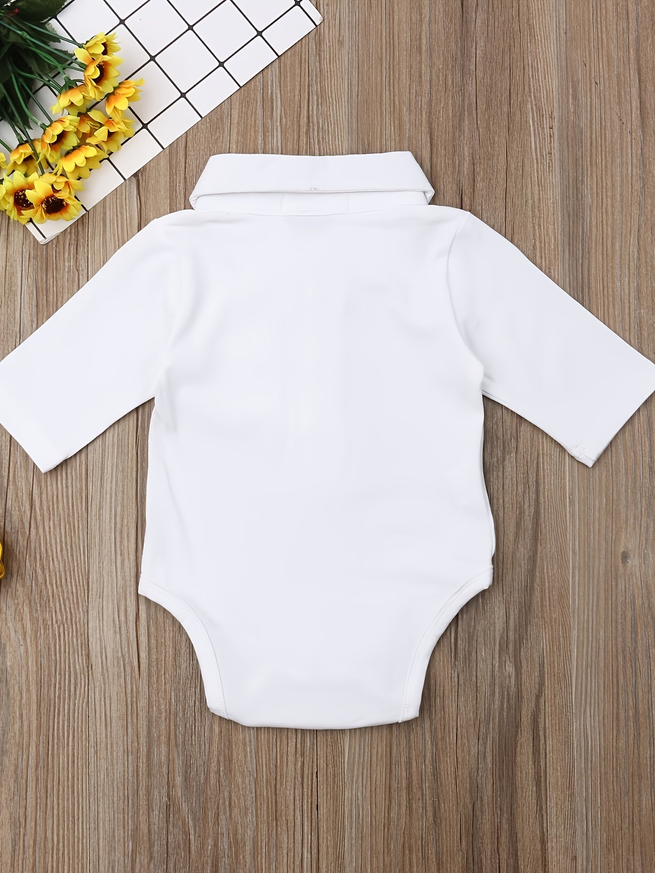 Baby Boy Romper Lapel Button Closure Front Gentleman Jumpsuit