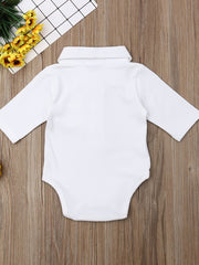 Baby Boy Romper Lapel Button Closure Front Gentleman Jumpsuit
