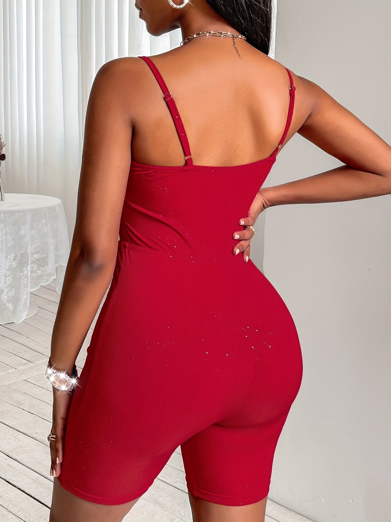 Sexy Backless V Neck Cami Romper