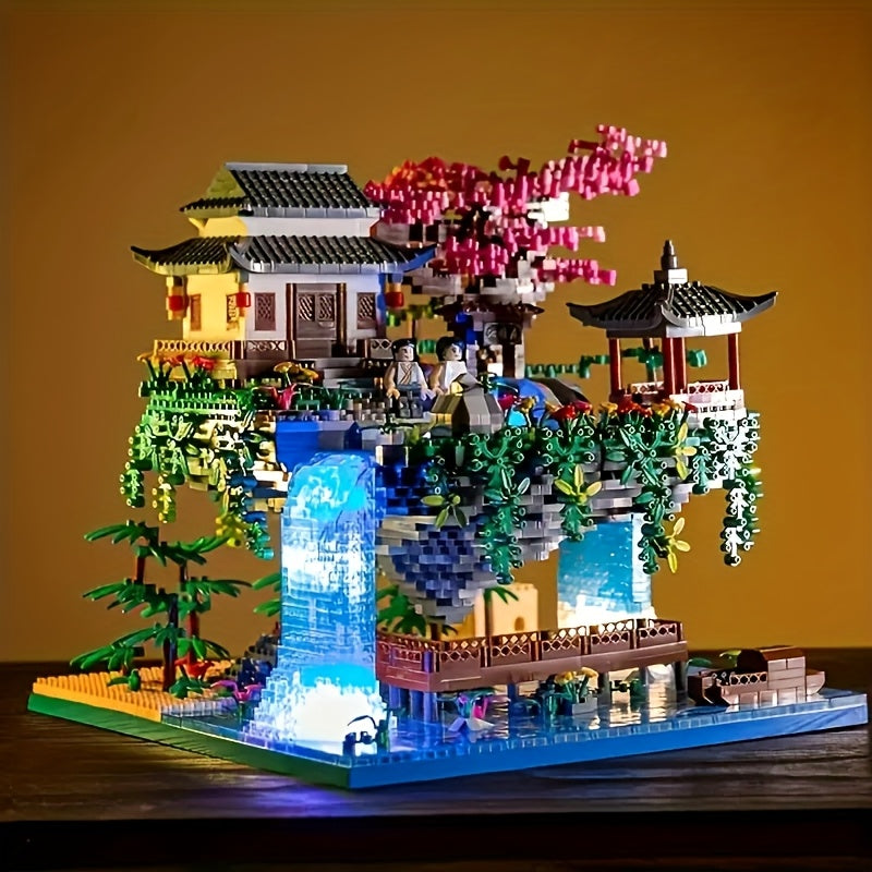 Vintage Peach Blossom Pond Garden Building Blocks 4705pcs DIY Construction Toys