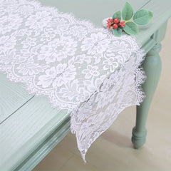 Lace Table Runner Polyester Flower Scalloped Edge Home Holiday Decoration
