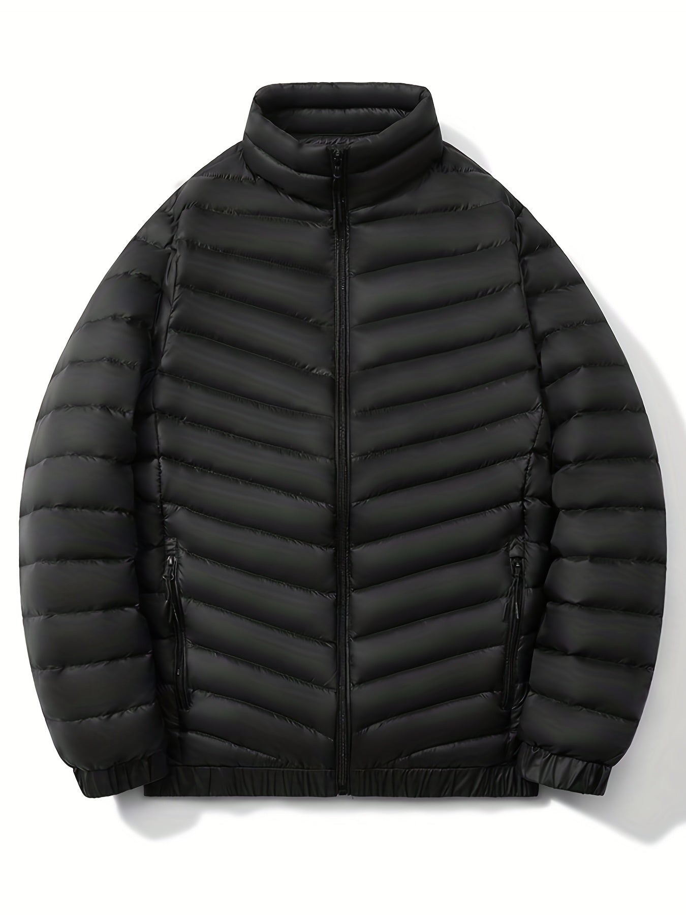 Men's Lightweight Puffer Jacket Solid Standup Collar Coat