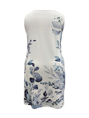  Casual Dress Women's Plus Floral Print Round Neck Tank Dress