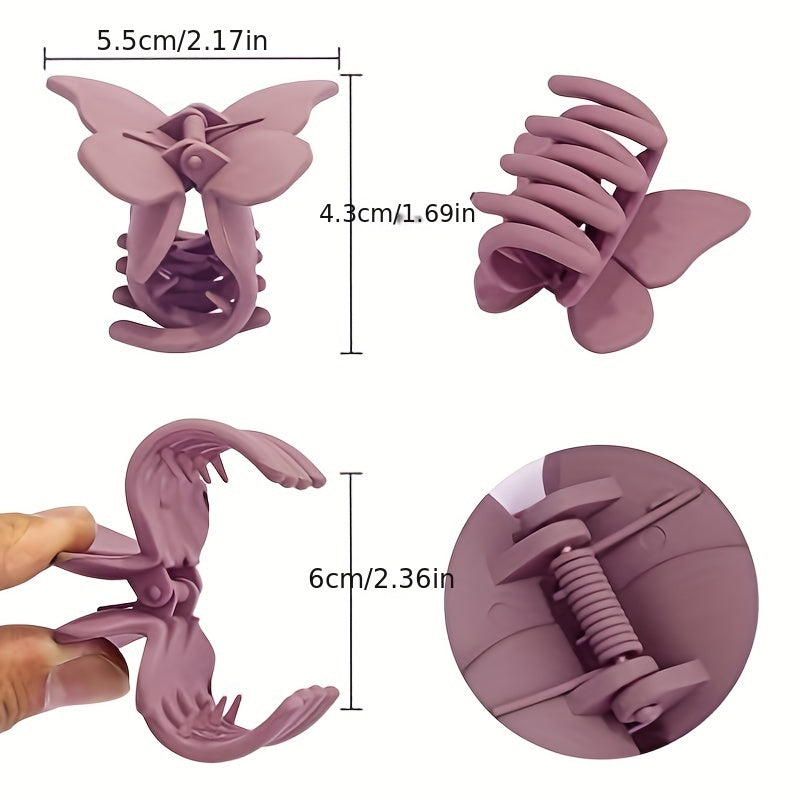 Frosted Butterfly Hair Claw Solid Style Nonslip Ponytail Holder