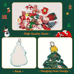 30 Resin Christmas Tree Snowflake Bell Pendants Decoration