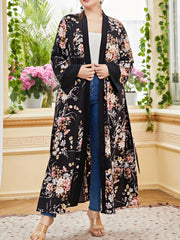  Colorblock Floral Print Maxi Wrap Dress