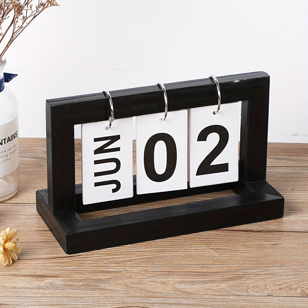 Creative Wooden Page Turning Calendar Home Desktop Ornament