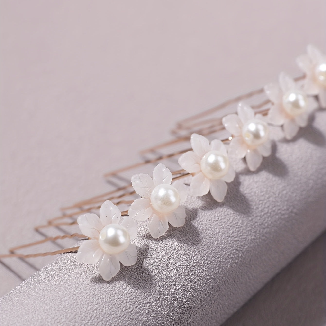 6pcs Faux Pearl Flower Hair Stick Bridal Hair Fork Wedding Hairpin