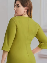  Hollow Out Half Sleeve Midi Dress