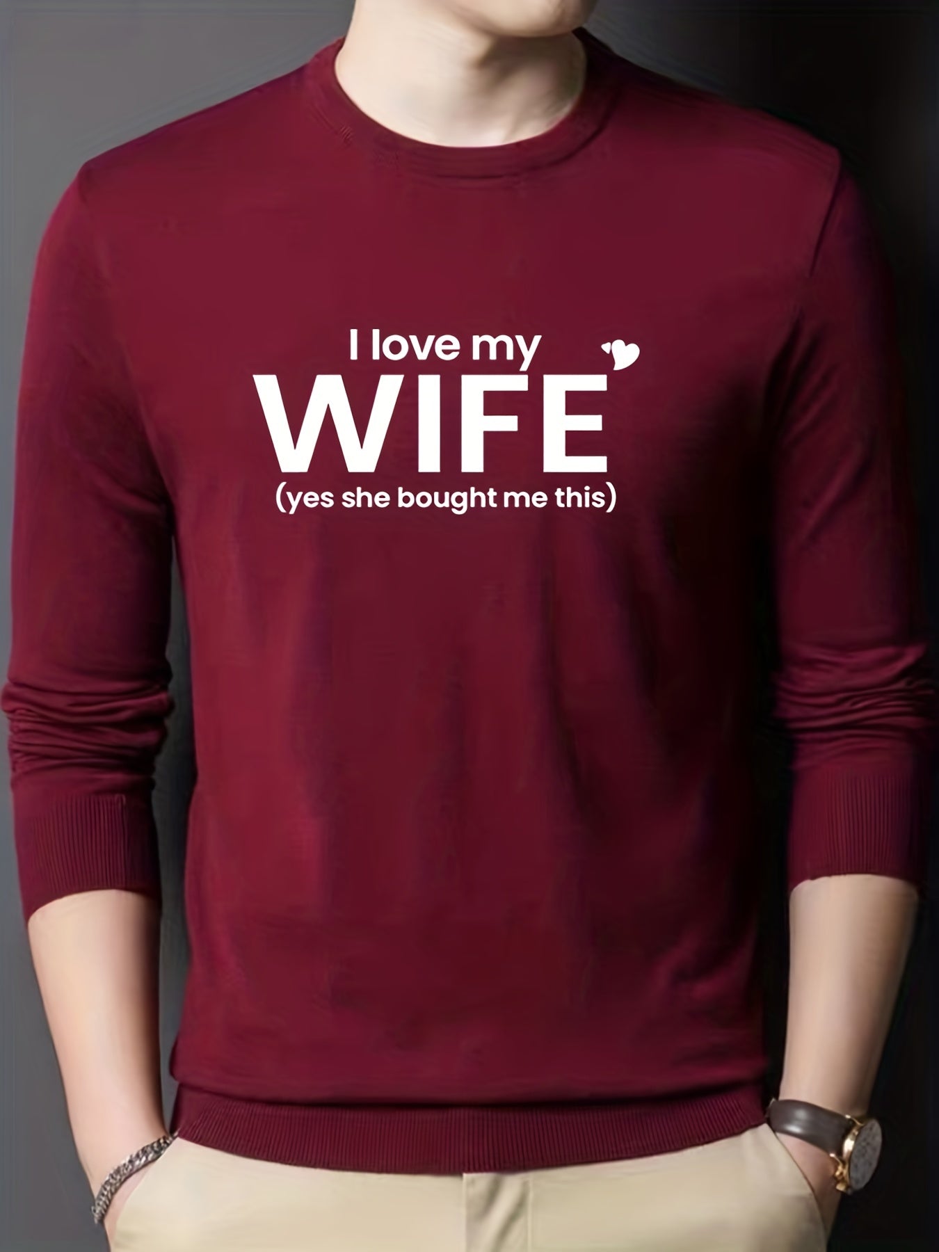 Funny I Love My Wife Pattern Men's Sweater
