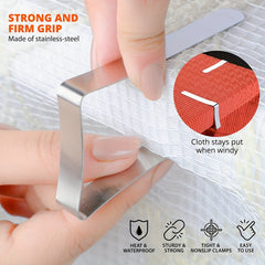 6pcs Stainless Steel Tablecloth Clips for Securely Holding Tablecloths