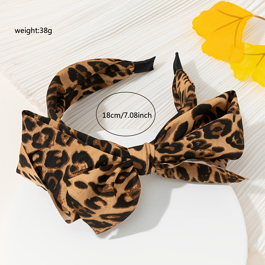 Leopard Wide Bow Knotted Headband for Women