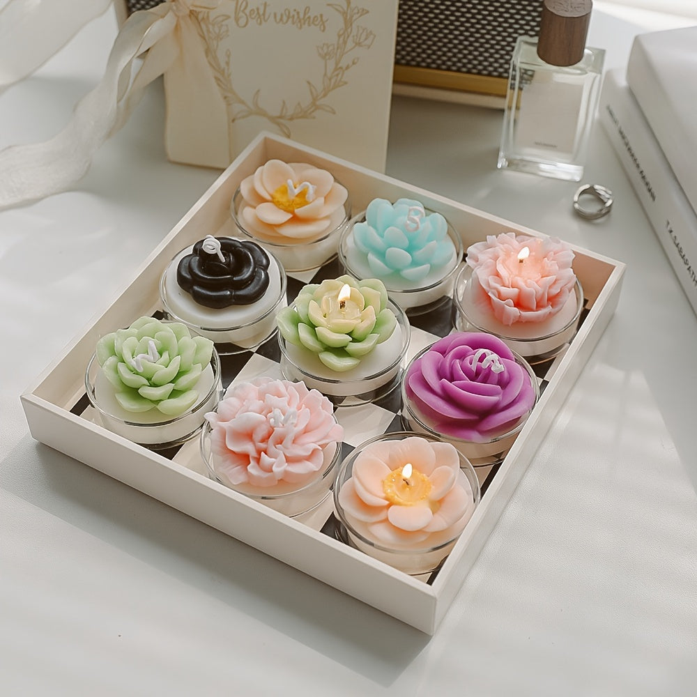 Flower-Shaped Glass Scented Candle - Christmas Birthday Gift