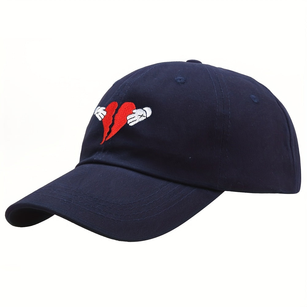 Broken Heart Embroidery Baseball Cap Casual Cotton Dad Hats Adjustable Sun Hat