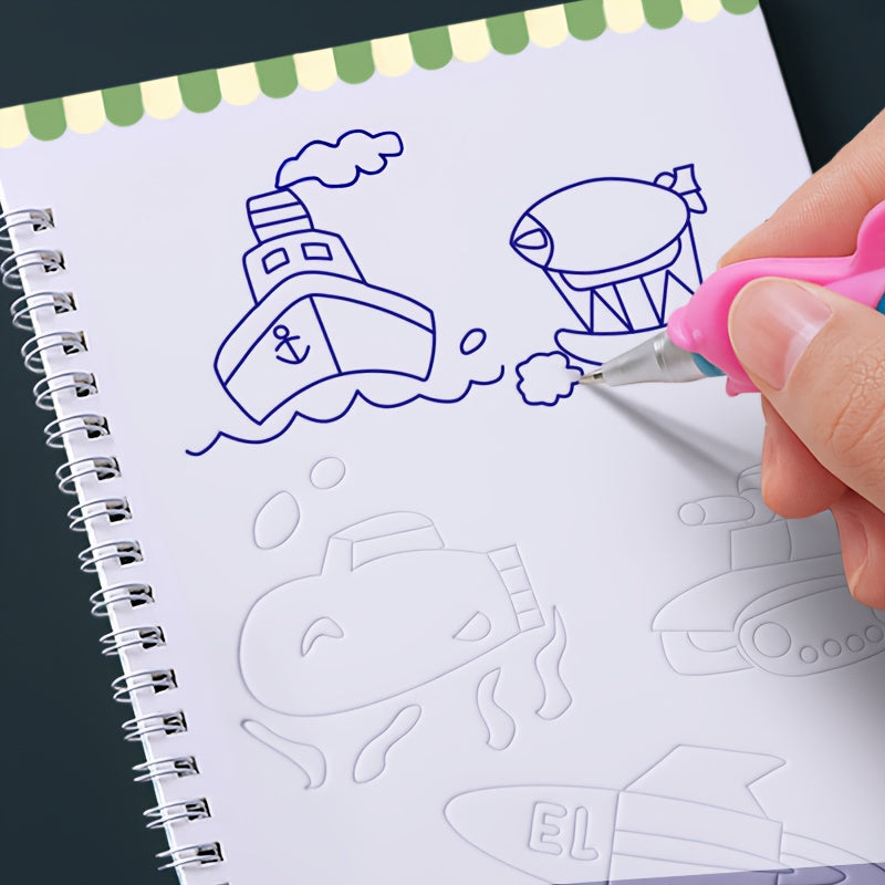 Set of 4 Reusable Drawing Books for Writing Practice - Ages 4+