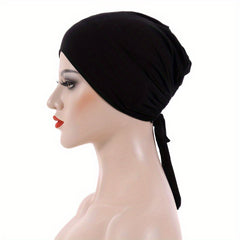 Drawstring Lace Up Turban Soft Hijab Hat Inner Cap Women Headwraps