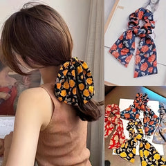 Vintage Floral Print Scarf Scrunchies Hair Tie Large Hair Rope Hair Ring