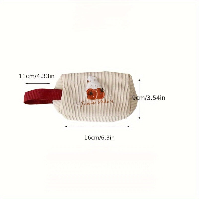 Embroidery Flower Rabbit Cosmetic Bag Stationery Coin Pencil Storage
